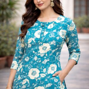 Royal Teal Floral Printed Co-Ord Set