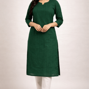 Elegant Forest Green Popcorn Textured Kurti