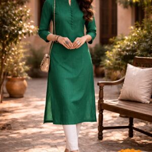 Premium Green Kurti — Graceful Minimal Ethnic Wear