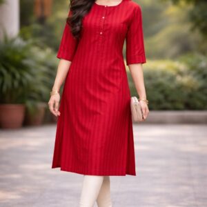 Premium Red Kurti — Graceful Minimal Ethnic Wear
