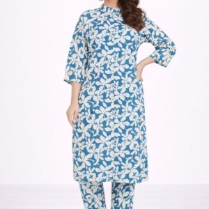 Elegant Blue Floral Kurta Set for Women