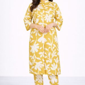 Mustard Yellow Floral Printed Co Ord Set