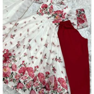 Chic Bloom Print Anarkali Outfit For Women