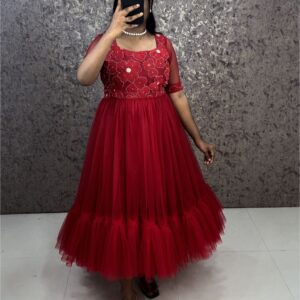 Designer Party Wear Frock with Soft Net Layers