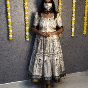 Traditional Kalamkari Print Anarkali Kurti with Dupatta