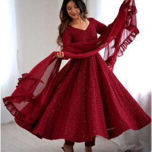 Heavy sequence Anarkali Gown With Dupatta