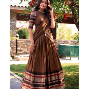 Women’s Traditional Half Saree Set with Rich Border | Elegant Ethnic Wear