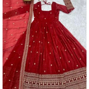 Festive Heritage Anarkali Set with Woven Dupatta