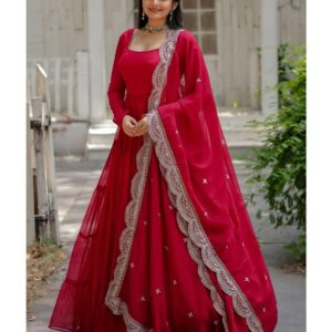 Stylish Flared Anarkali with Statement Dupatta and Minimal Bodice