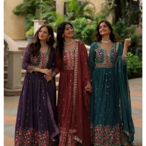 Designer Floor Length Kurta Set with Heavy Embroidery & Matching Dupatta