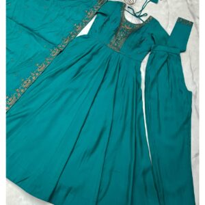 Elegant Yoke Embroidered Anarkali Set with Dupatta