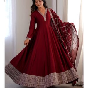 Festive Panel Flare Anarkali Outfit with Dupatta Ensemble