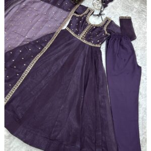 Crafted Yoke Anarkali Ensemble with Dupatta