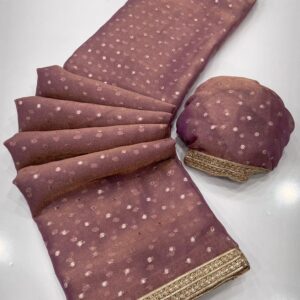 Party Wear Saree with Small Butti Work & Rich Border Detailing | Comes with Blouse