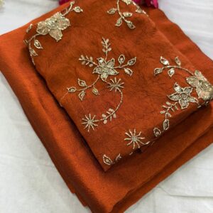 Classic Ethnic Saree with Designer Flower Embroidery & Premium Touch | Includes Blouse