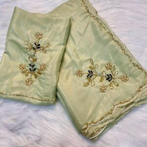 Women's Festive Saree with Soft Shine Texture & Embroidered Blouse | Includes Unstitched Blouse