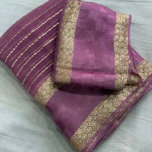 Women's Zari Stripe Saree with Textured Body & Designer Border | Includes Blouse Piece