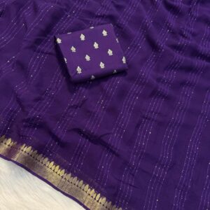 Festive Wear Saree with Zari Stripe Detailing & Elegant Border | Blouse Piece Available