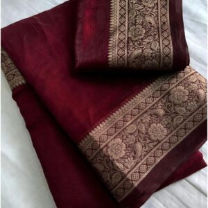 Women Festive Saree with Heavy Border Design and Blouse Piece