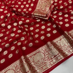 Festive Special Saree with Intricate Butti Weaving & Classic Border | With Blouse