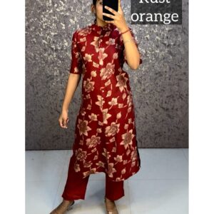 Floral Printed Kurti Set with Bottom | Straight Cut | Comfortable Office Wear