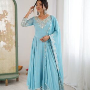 Women's Traditional Anarkali Outfit with Heavy Neck Work