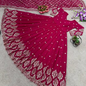 Stylish Ethnic Anarkali Outfit with Embroidered Dupatta
