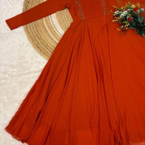 Trendy Flared Gown with Stylish Tie-Up Neck Detail