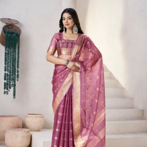 Women’s Woven Banarasi Style Saree with Blouse Piece