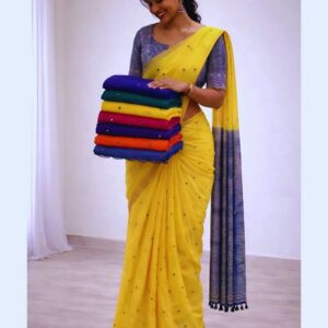 Elegant Saree with Patterned Blouse Design