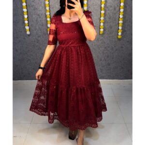 Princess Style Frock with Elegant Lace Detailing