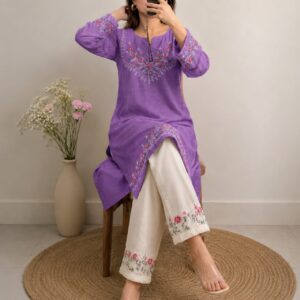 Women Embroidered Kurta Palazzo Set