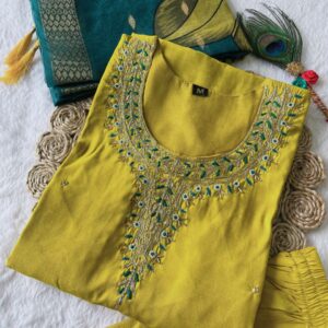 Women Floral Embroidered Kurta Set with Pant & Dupatta – Yellow Ethnic Wear