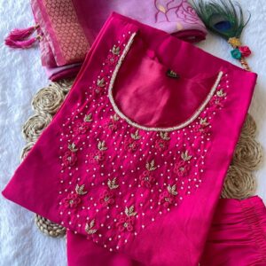 Women’s Rani Pink Embroidered Kurta Pant Set with Dupatta
