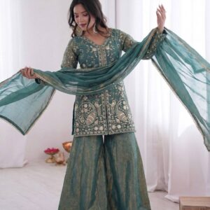 Women Floral Embellished Ethnic Kurta Palazzo Set