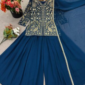 Women Embroidered Anarkali Kurta Palazzo Set with Dupatta