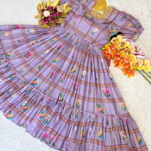 Women’s Floral Printed Tiered Fit & Flare Maxi Frock Dress