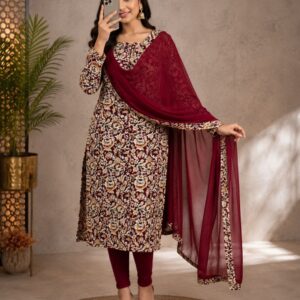 This full length kurti traditional Kalamkari with modern elegance summer outfit