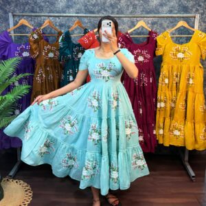 premium embroidery midi gown
