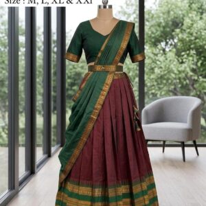 classic gold toned border on the lehenga and dupatta