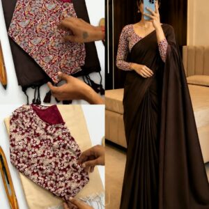 Trendy Pure Khadi Cotton With Tussles Pallu Blouse Stretchable Cotton Lycra