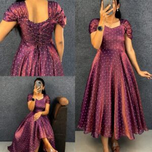 Trendy New Designer princess party wear Tissue butti midi gown