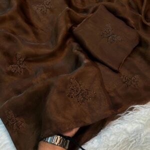 Premium Space Silk Saree With All Over Multi Embroidery And Beads Work
