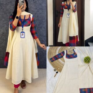 Women Geometric Print Anarkali Kurta with Dupatta