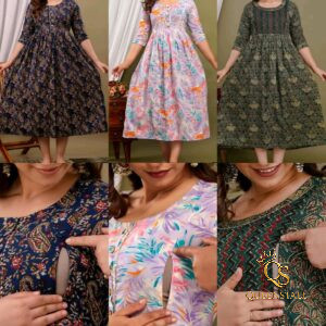 Women's Pure Cotton Patterned Maternity / Nursing Dress
