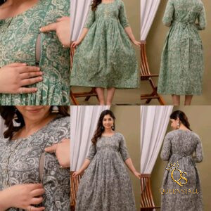 Women's Pure Cotton Printed Maternity / Nursing Dress