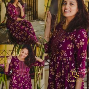 Printed Wine Dress