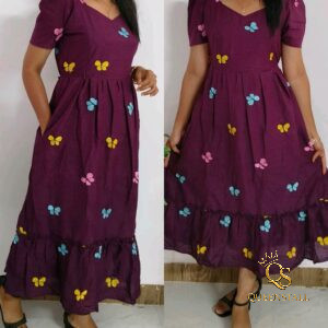 Crimson Butterfly Embroidered Dress