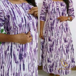 Hakoba Cotton Dress with Center Buttons for Normal & Feeding
