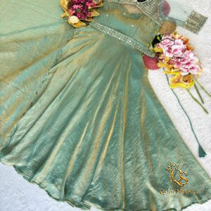 Sequins Embroidery Doremon Crush Gown with Koti & Dupatta